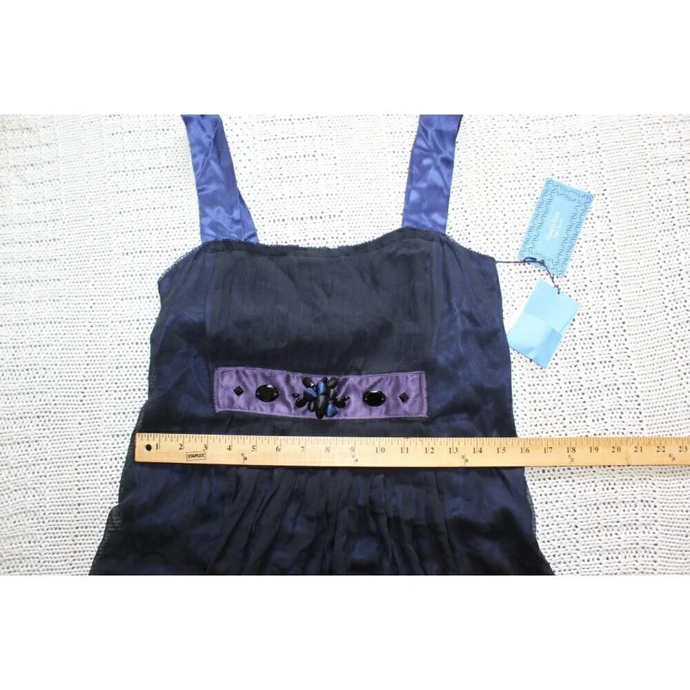 NWT Vera Wang 100% silk purple Mini dress rhinestones Size 8 cocktail